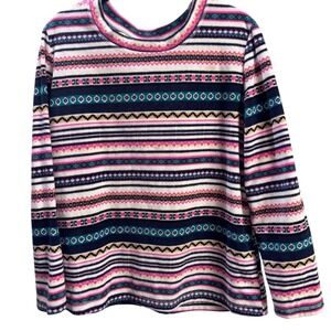 Vintage Boho Fair Isle fleece pullover 90s Y2K Ski Nordic Retro Festival XL